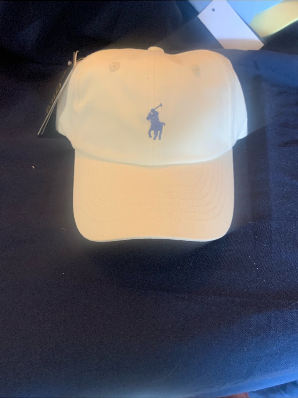 Ralph Lauren Cream Cap with Blue Polo Logo - Picture 5 of 13